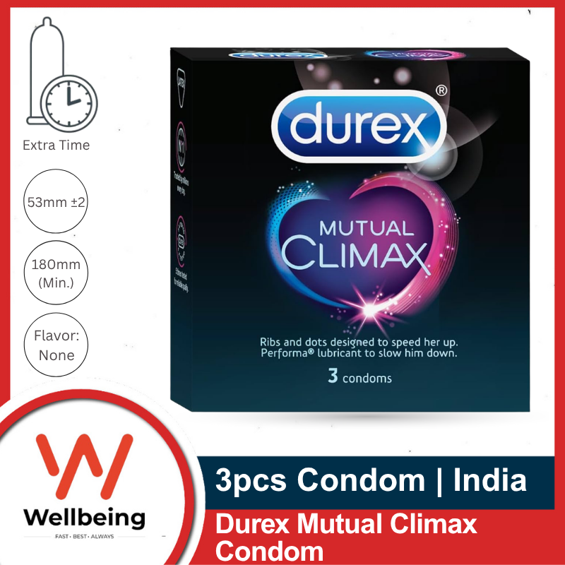 Condom Extra Time (3) Durex Mutual Climax Condoms 3pcs Pack | India | Dotted, Ribbed, Delay Condom - Image 1