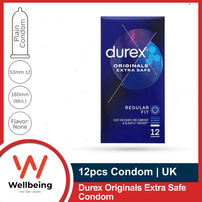 Condom Plain Durex Originals Extra Safe Condoms for Men 12s Pack | UK - Image 1
