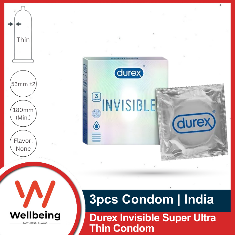 Condom Ultra Thin (11) Durex Invisible Super Ultra Thin Condoms for Men 3pcs Pack | India | Thin Condom - Image 1