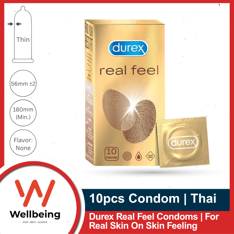 Condom Ultra Thin (13) Durex Real Feel Condoms For Real Skin On Skin Feeling 10pcs Pack | Thailand | Thin Condom - Image 1