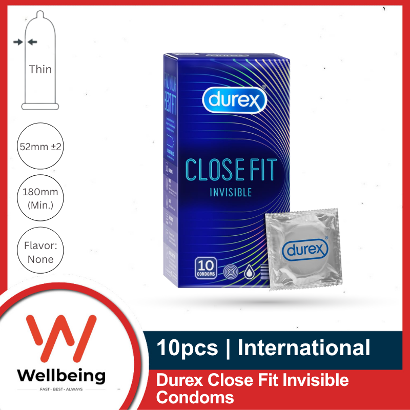 Condom Ultra Thin (14) Durex Close Fit Invisible Condoms for Men 10pcs Pack | Thin Condom - Image 1