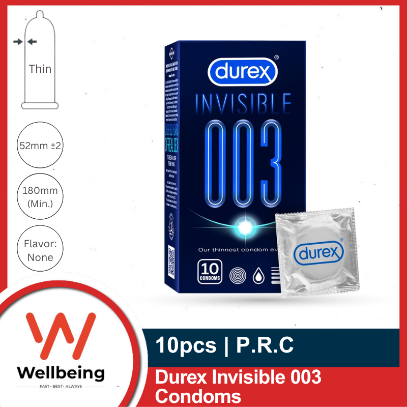 Condom Ultra Thin (18) Durex Invisible 003 Condoms for Men 10s Pack | P.R.C | Micro Thin Condom - Image 1