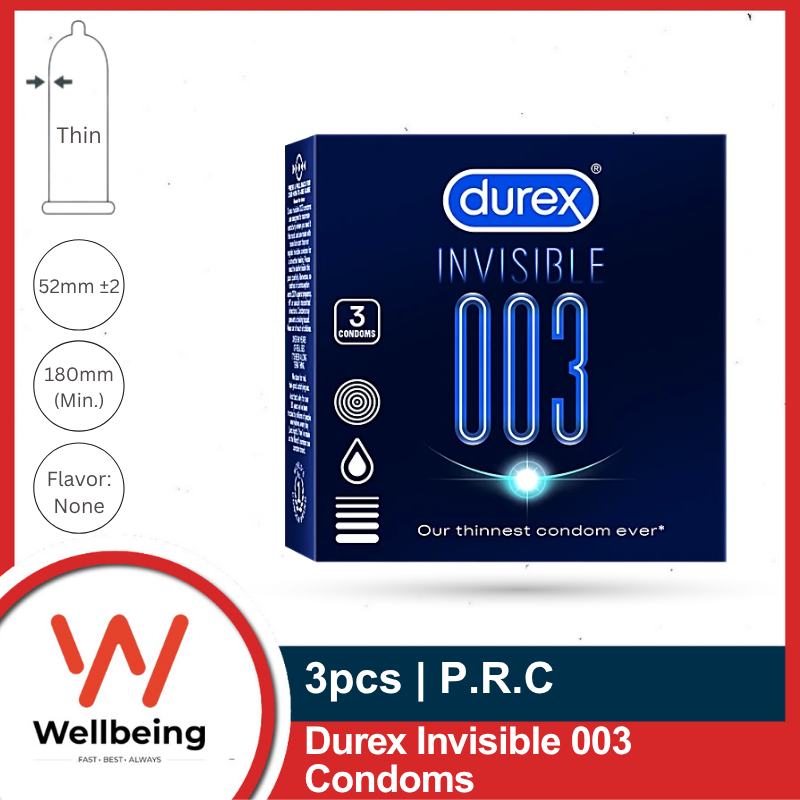 Condom Ultra Thin (19) Durex Invisible 003 Condoms for Men 3s Pack | P.R.C | Micro Thin Condom - Image 1